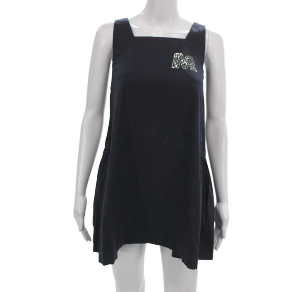 Marni Womens Black Cotton Square Neck Sleeveless Tank Dress Zip Size 10